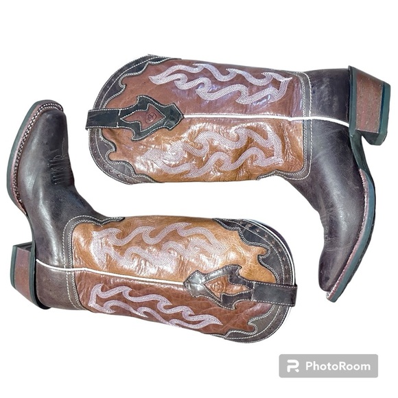 🌠Ariat Cowboy Boots | EUC | leather upper | brown w/pink inside | Women’s 6B - Picture 4 of 6